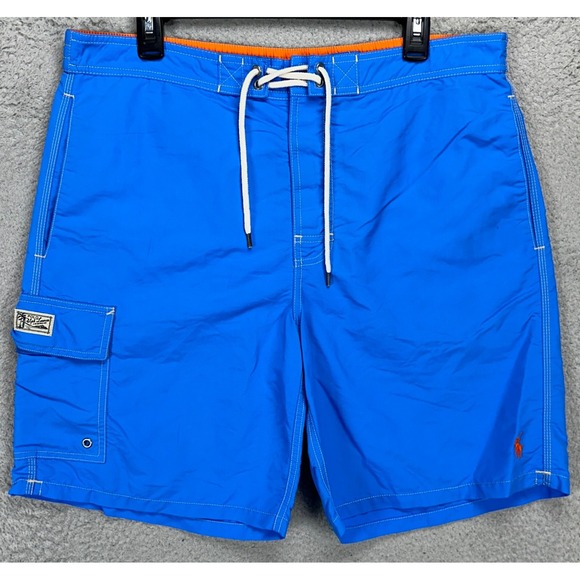Polo‎ Ralph Lauren Mens Swim Trunks Large Blue Mesh Lined Pony Drawstring Cargo - Picture 1 of 11
